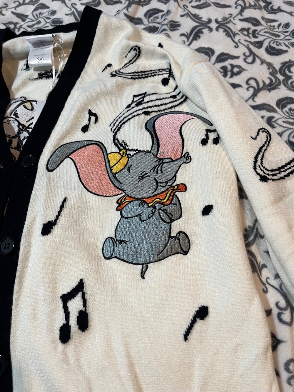 Boxlunch Disney 100 Musical Characters Cream and Black Embroidery Cardigan - Picture 6 of 11